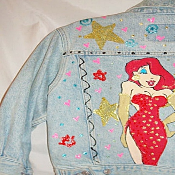 GAP | Jackets & Coats | Gap Hand Painted Jessica Rabbit Denim Jacket ...